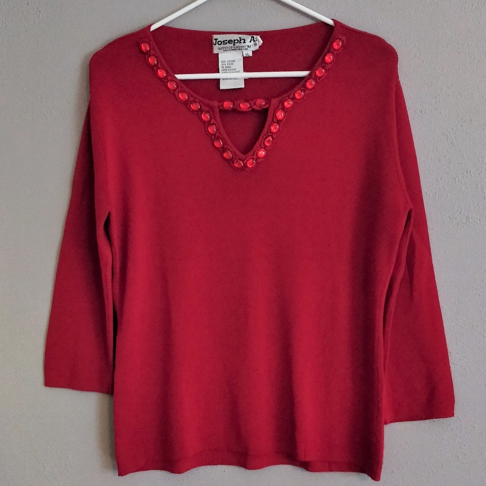 Joseph A embellished red sweater